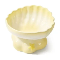 Miska ceramiczna na podwyższeniu dla kota i psa Shell żółta 600ml
