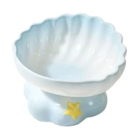 Miska ceramiczna na podwyższeniu dla kota i psa Shell niebieska 600ml