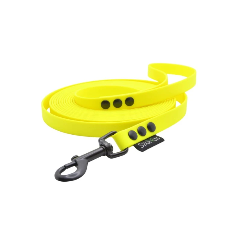 Smycz wodoodporna PCV dla psa 5 metrów żółty neon