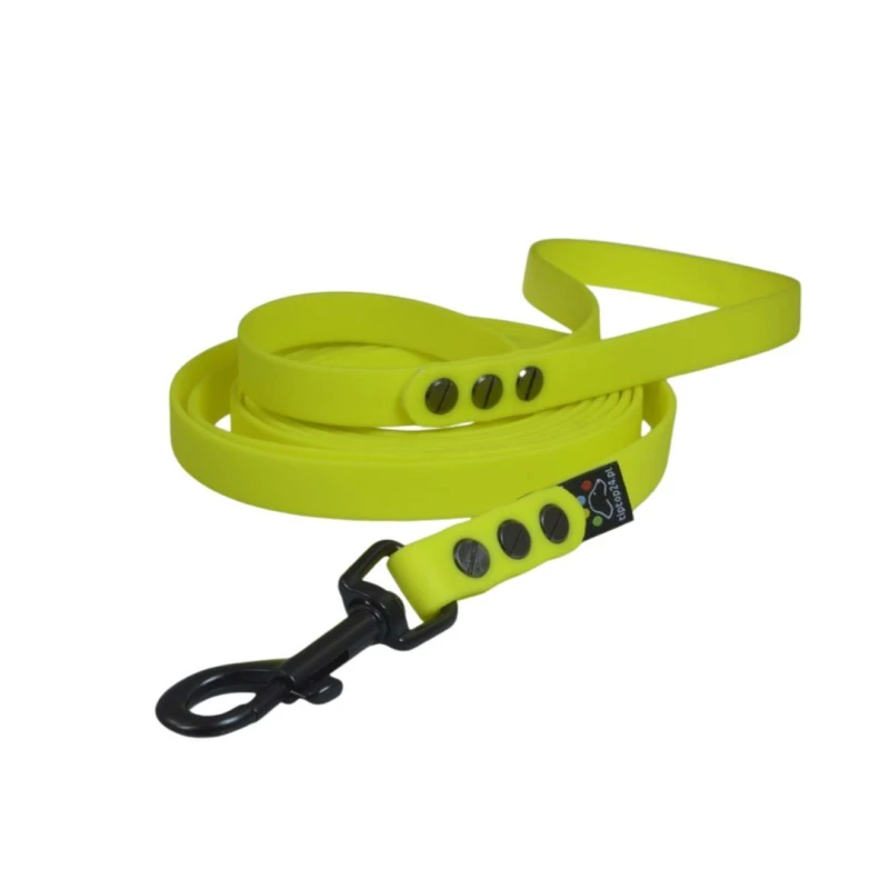 Smycz miejska dla średniego psa BioThane® żółty neon (16mm, 3m)