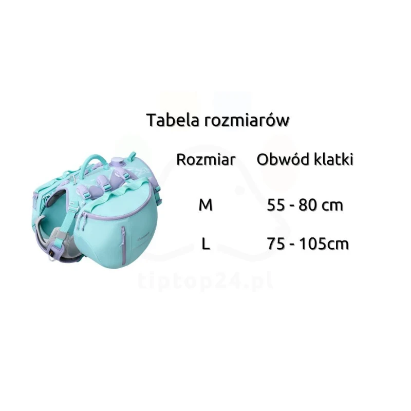 Szelki - plecak dla psa DAQQAB Base Camp lodowy błękit