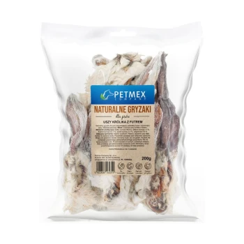 Uszy Królika z futrem 200g Petmex naturalny gryzak dla psa