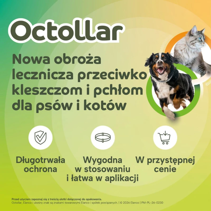 Octollar Obroża lecznicza przeciw pchłom i kleszczom dla psów powyżej 8 kg 70 cm