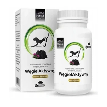 Węgiel aktywny z ostropestem Pokusa 60 kapsułek - Suplement dla psa i kota na trawienie i detoks