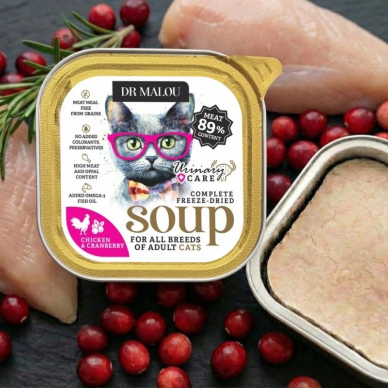 Zupka liofilizowana z kurczakiem z żurawiną dla kota urinary 12g Dr Malou