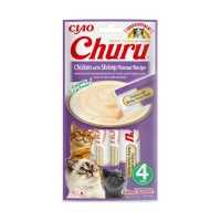Kremowy przysmak dla kota Inaba Churu® o smaku kurczaka z krewetkami 4x14g
