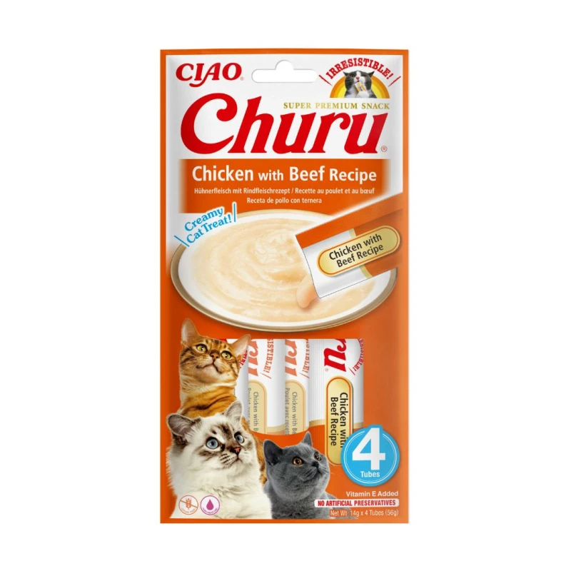 Kremowy przysmak dla kota Inaba Churu® o smaku kurczaka z wołowiną 4x14g 