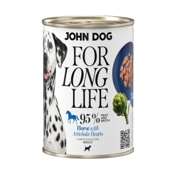 Mokra karma dla psa konina z kwiatostanem karczocha For Long Life John Dog 800g