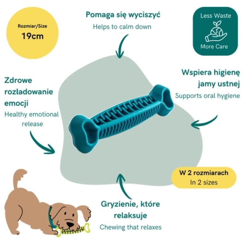 Elastyczny gryzak dla psa w kształcie kości FIBOONE DENTAL niebieski