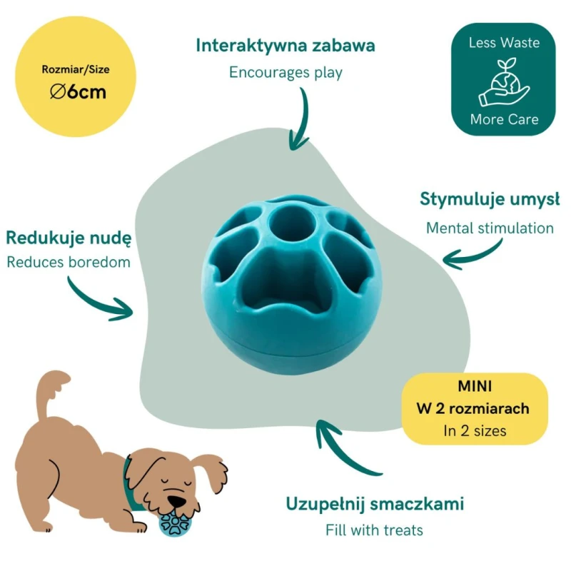 Piłka na przysmaki dla psa SNACK FIBOOL 6cm niebieska