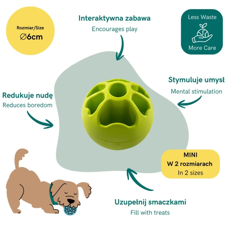 Piłka na przysmaki dla psa SNACK FIBOOL 6cm zielona