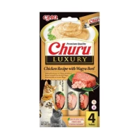 Kremowy przysmak dla kota Inaba Churu® Luxury o smaku kurczaka i wołowiny Wagyu 4x14g 
