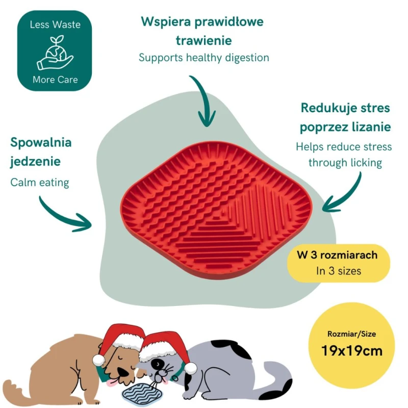 Antypoślizgowa mata i miska dla psa 2w1 FIBOOWL X-MAS czerwona