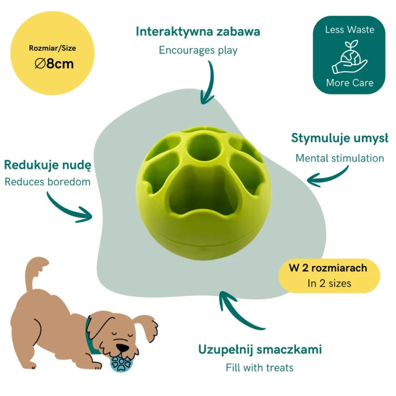 Piłka na przysmaki dla psa SNACK FIBOOL JUMBO 8cm zielona