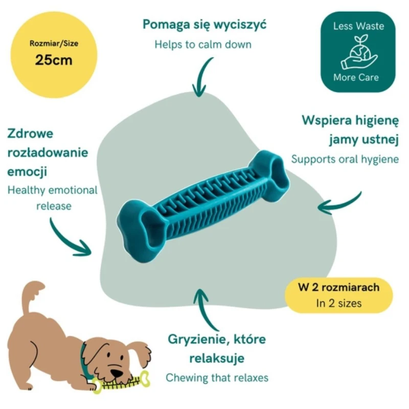 Dental Monster elastyczny gryzak dla psa w kształcie kości 25cm niebieski