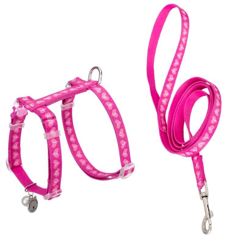 Szelki i smycz dla kota Truelove Locust różowe